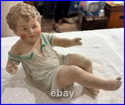 Gebruder Heubach-German Porcelain Bisque-Sitting Piano Baby 10 1/2 Antique