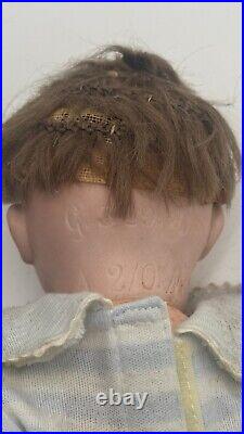 German Antique Bisque Baby DOLL Blue Hand PAINTED