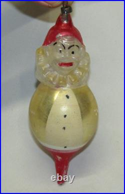 German Antique Finial Glass Joey Clown Vintage Circus Christmas Ornament 1930's