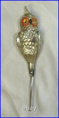 German Antique Glass Bumpy Owl Victorian Christmas Ornament Decoration 1900's