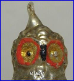 German Antique Glass Bumpy Owl Victorian Christmas Ornament Decoration 1900's