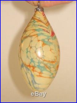 German Antique Glass End Of Day Marble Swirl Vintage Christmas Ornament 1930's