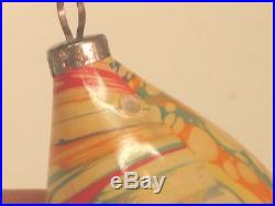 German Antique Glass End Of Day Marble Swirl Vintage Christmas Ornament 1930's