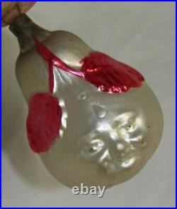 German Antique Glass Pear Face Vintage Christmas Ornament Decoration 1930's