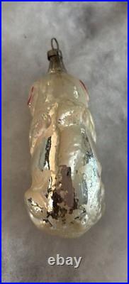 German Antique Glass Pig with 4 Leaf Clover Vintage Christmas Ornament 1900's