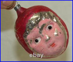 German Antique Glass Red Riding Hood Glass Eyes Vintage Christmas Ornament 1930s