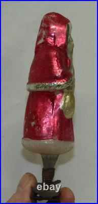 German Antique Glass Santa Gold Bag On A Clip Vintage Christmas Ornament 1900's