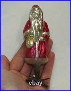 German Antique Glass Santa Gold Bag On A Clip Vintage Christmas Ornament 1900's