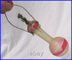 German Antique Glass Wire Wrapped Flower Vase Vintage Christmas Ornament 1920's