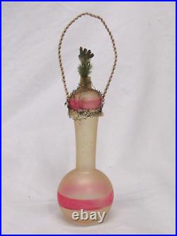 German Antique Glass Wire Wrapped Flower Vase Vintage Christmas Ornament 1920's