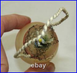 German Antique Glass Wire Wrapped Flower Vase Vintage Christmas Ornament 1920's