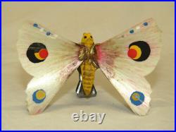 German Antique Gold Clip On Butterfly Vintage Moth Christmas Ornament 1930's