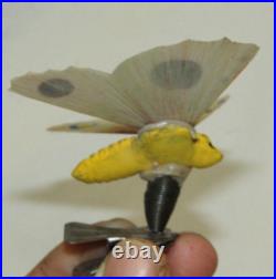 German Antique Gold Clip On Butterfly Vintage Moth Christmas Ornament 1930's