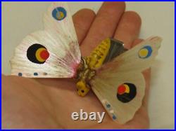 German Antique Gold Clip On Butterfly Vintage Moth Christmas Ornament 1930's