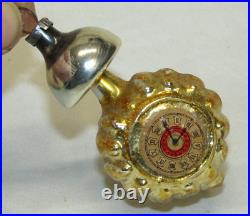 German Antique Gold Glass Fantasy Clock Vintage Christmas Ornament 1930's German Antique Gold Glass Fantasy Clock Vintage Christmas Ornament 1930's