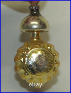 German Antique Gold Glass Fantasy Clock Vintage Christmas Ornament 1930's German Antique Gold Glass Fantasy Clock Vintage Christmas Ornament 1930's