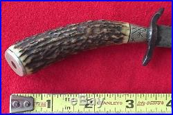 German Antique Hunting Knife Stag Handle And File Work Excellent/Vintage