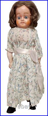 German Antique Paper Mache Original Patent Washable Doll 1880s Glass Eyes 026