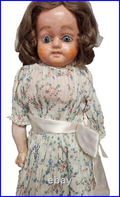 German Antique Paper Mache Original Patent Washable Doll 1880s Glass Eyes 026