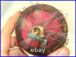 German Antique Pink Glass Wire Wrapped Balloon Vintage Christmas Ornament 1900's