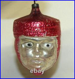 German Antique Red Glass Joan of Arc Glass Eyes Vintage Christmas Ornament 1930s