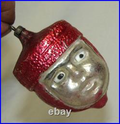 German Antique Red Glass Joan of Arc Glass Eyes Vintage Christmas Ornament 1930s