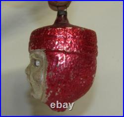 German Antique Red Glass Joan of Arc Glass Eyes Vintage Christmas Ornament 1930s