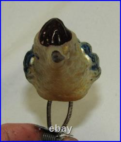 German Antique Red Glass Jumbo Clip On Bird Vintage Christmas Ornament 1900's
