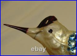 German Antique Red Glass Jumbo Clip On Bird Vintage Christmas Ornament 1900's