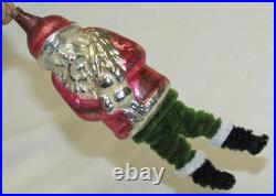 German Antique Red Glass Santa Chenille Legs Vintage Christmas Ornament 1930's