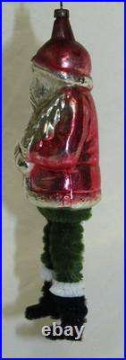 German Antique Red Glass Santa Chenille Legs Vintage Christmas Ornament 1930's