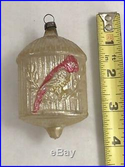 German Antique Vintage Figural Bird In A Cage Glass Christmas Ornament LARGE