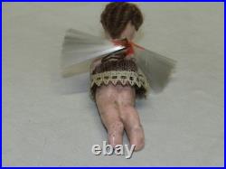 German Antique Wax Angel Spun Glass Wings Vintage Christmas Ornament 1900's