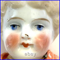 German China Shoulder Head Doll Antique Blonde German Porcelain 13 1870's RARE