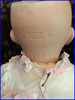 German Darling Antique KR #122 Baby with Doll Pink Antique Gown & Bonnet