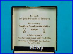 German Germany Vintage Antique Old 1936 Meissen Porcelaine Medal with Box