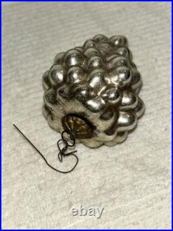 German Kugel Silver Grape Mercury Glass Christmas Ornament, Large