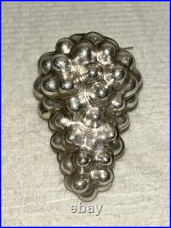 German Kugel Silver Grape Mercury Glass Christmas Ornament, Large