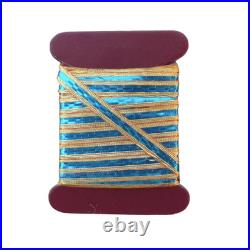 German Lahnband Metal Thread Ribbon Gold & Blue 5 Yards Rare Vintage Antique