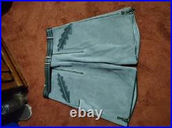 German Lederhosen Oktoberfest Suede Leather Carved Detail 29 Antique/Vintage