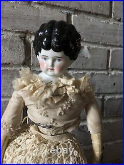 German Porcelain Doll Marked Vintage Antique 17 Tall Helen Lace