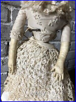 German Porcelain Doll Marked Vintage Antique 17 Tall Helen Lace
