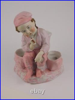 German Porcelain Match Holder Figurine Antique Thuringia Mid 19th Century