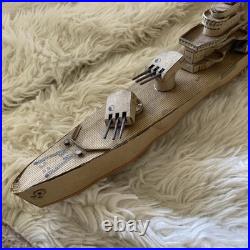 German Primitive Folk Art Toy Steamship Battleship Lithograph Paper Vintage
