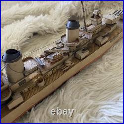 German Primitive Folk Art Toy Steamship Battleship Lithograph Paper Vintage