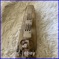 German Primitive Folk Art Toy Steamship Battleship Lithograph Paper Vintage