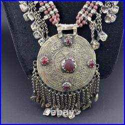 German Silver Afghani Turkmen Antique Vintage Carnelian handmade Necklace