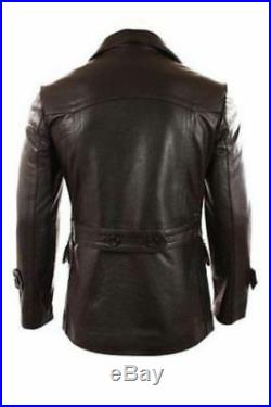 German Submariner WW2 Vintage Men's Black Real Leather Jacket/Coat