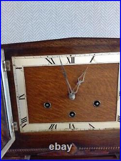 German Vintage Antique Westminster Chime 8 Day Mantle Clock V G Condition