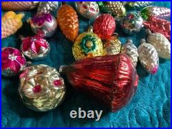German Vintage Christmas Ornaments 23 count Antique Glass pinecone bell flower